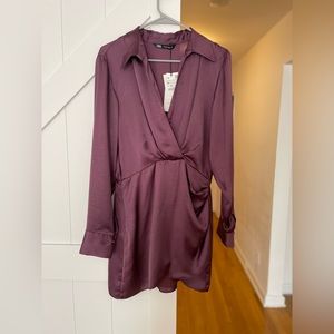 Zara short satin effect dress. Never worn, the tag is still on!!
